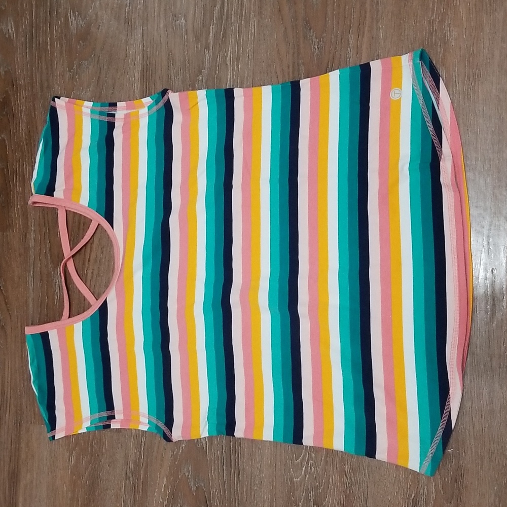 (L) T by Talbots Colorful Striped Top Vacation Beach Outdoor Casual Comfy